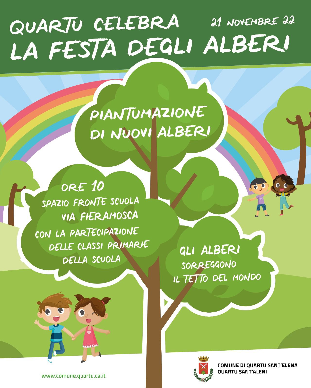 IL 21 NOVEMBRE QUARTU FESTEGGIA LA GIORNATA NAZIONALE DEGLI ALBERI