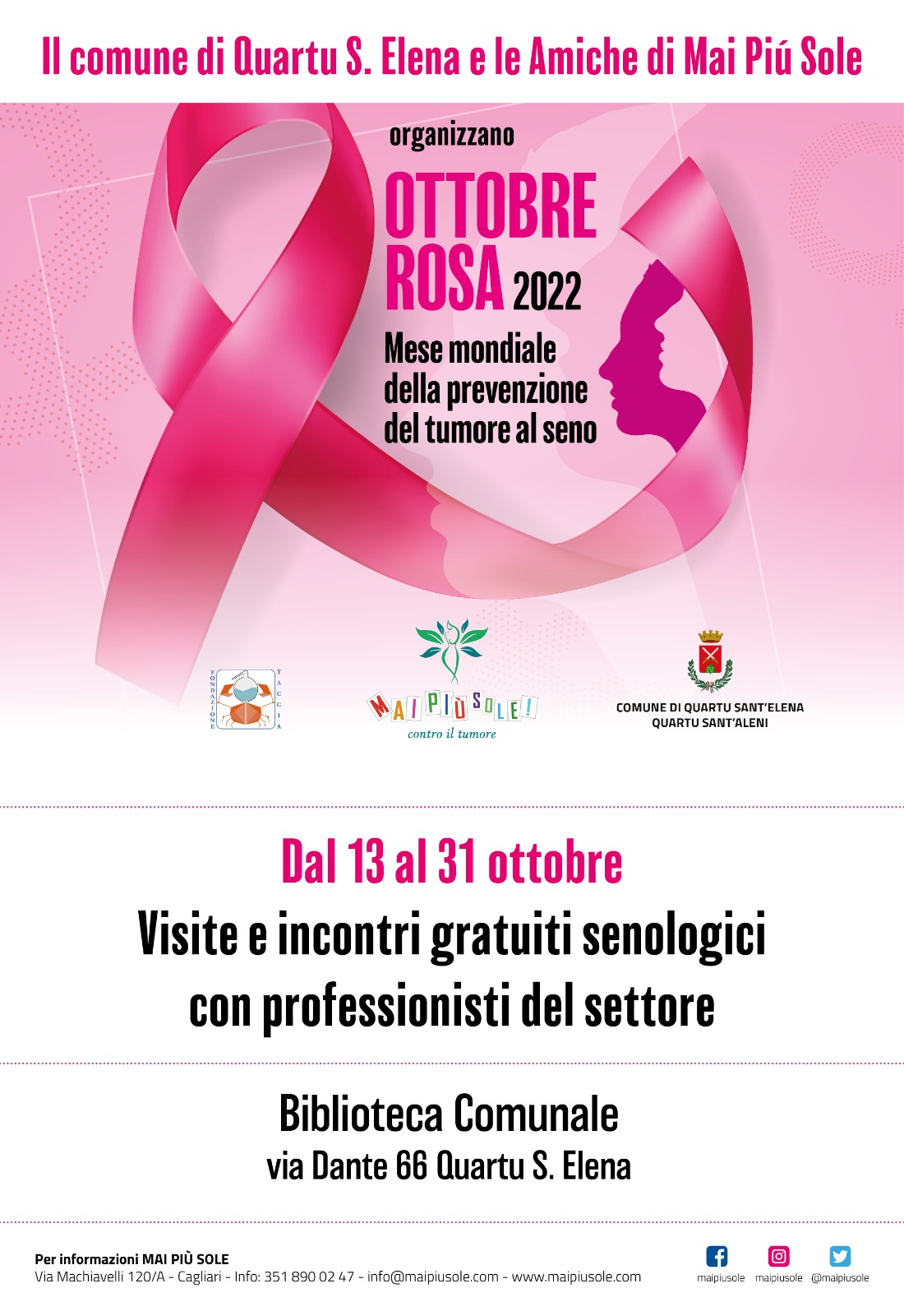 TORNA ”OTTOBRE IN ROSA” CON GLI SCREENING GRATUITI IN BIBLIOTECA 